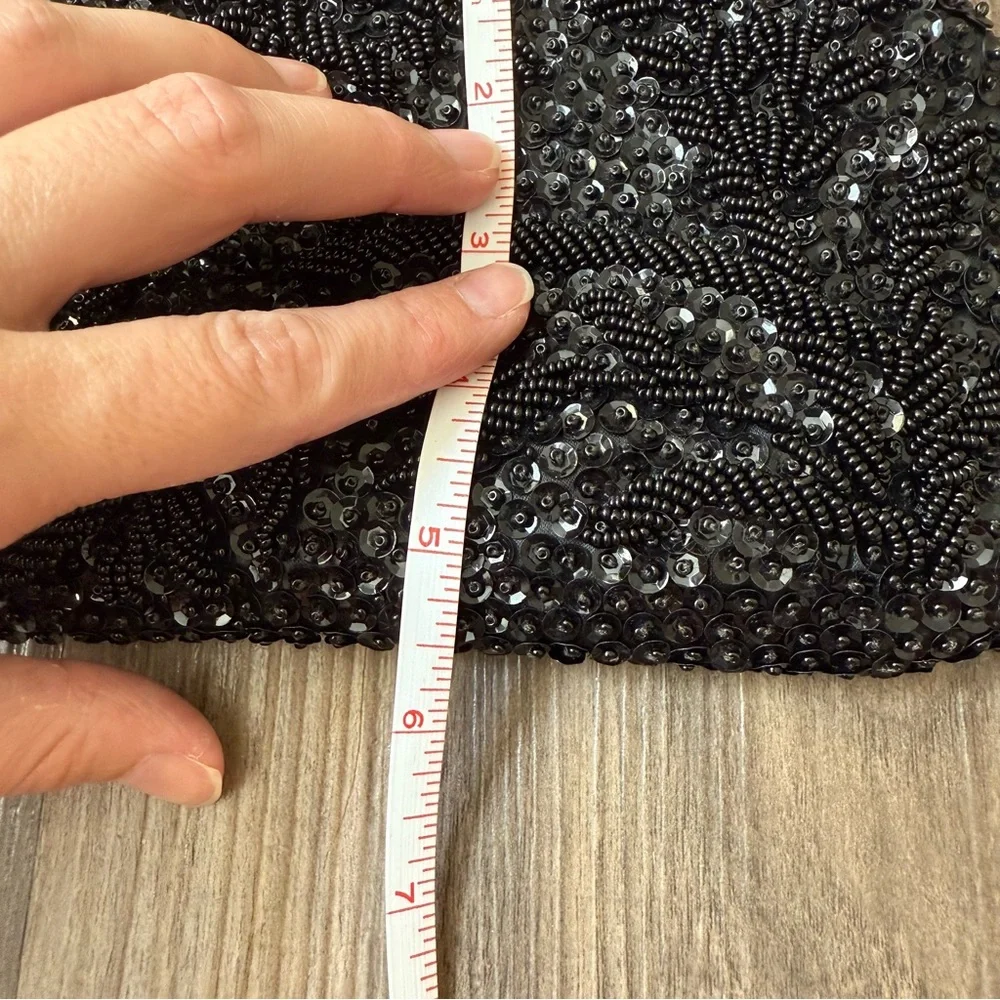 VTG Handmade Black Beaded Clutch‎ Made in British Hong Kong *READ*